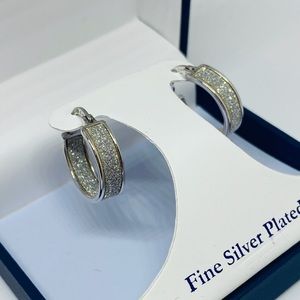 Silver plated hoop sparkle earrings